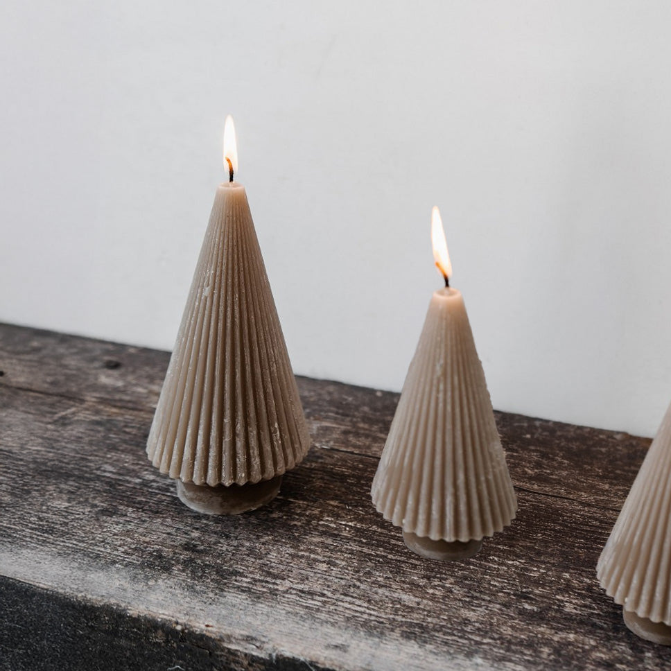 Kerze Tannenbaum Stripe - taupe
