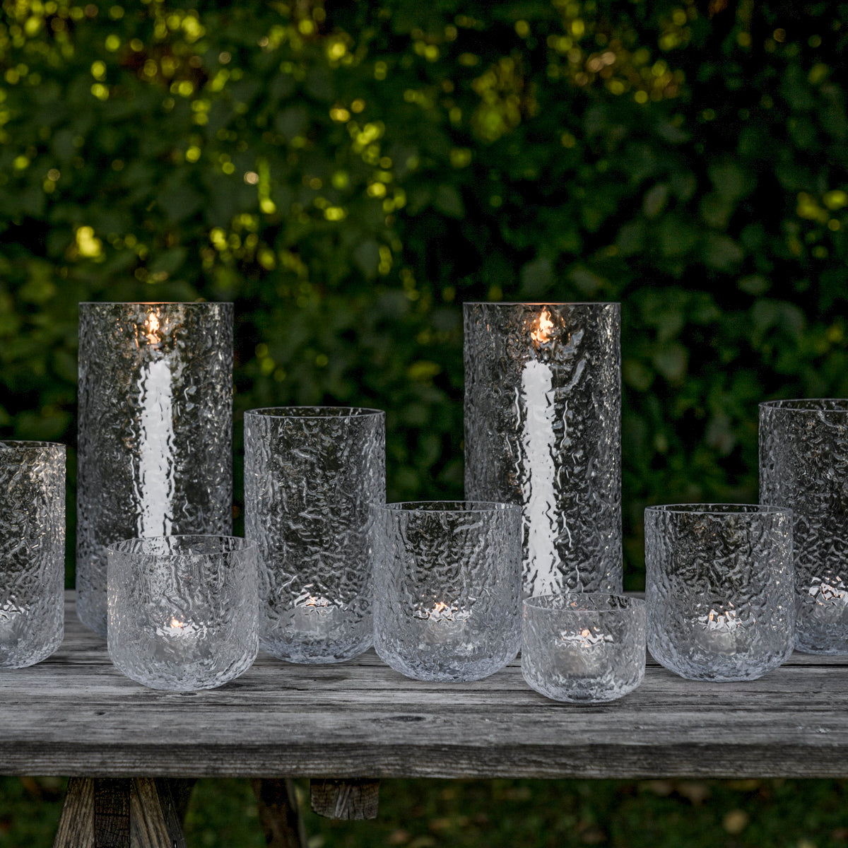 Teelichthalter gemustert aus Glas
