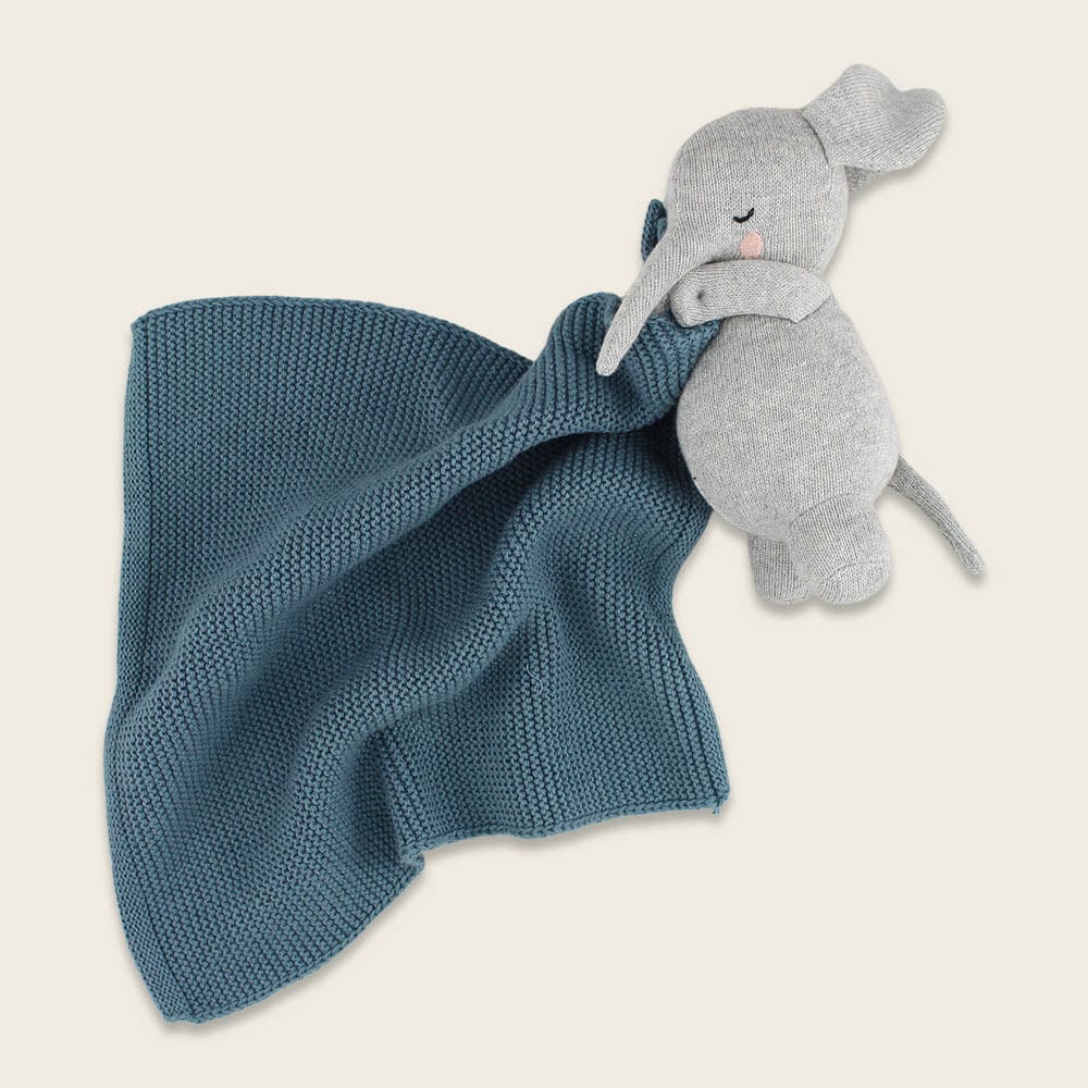 Kuscheltuch Elefant in grau - blau