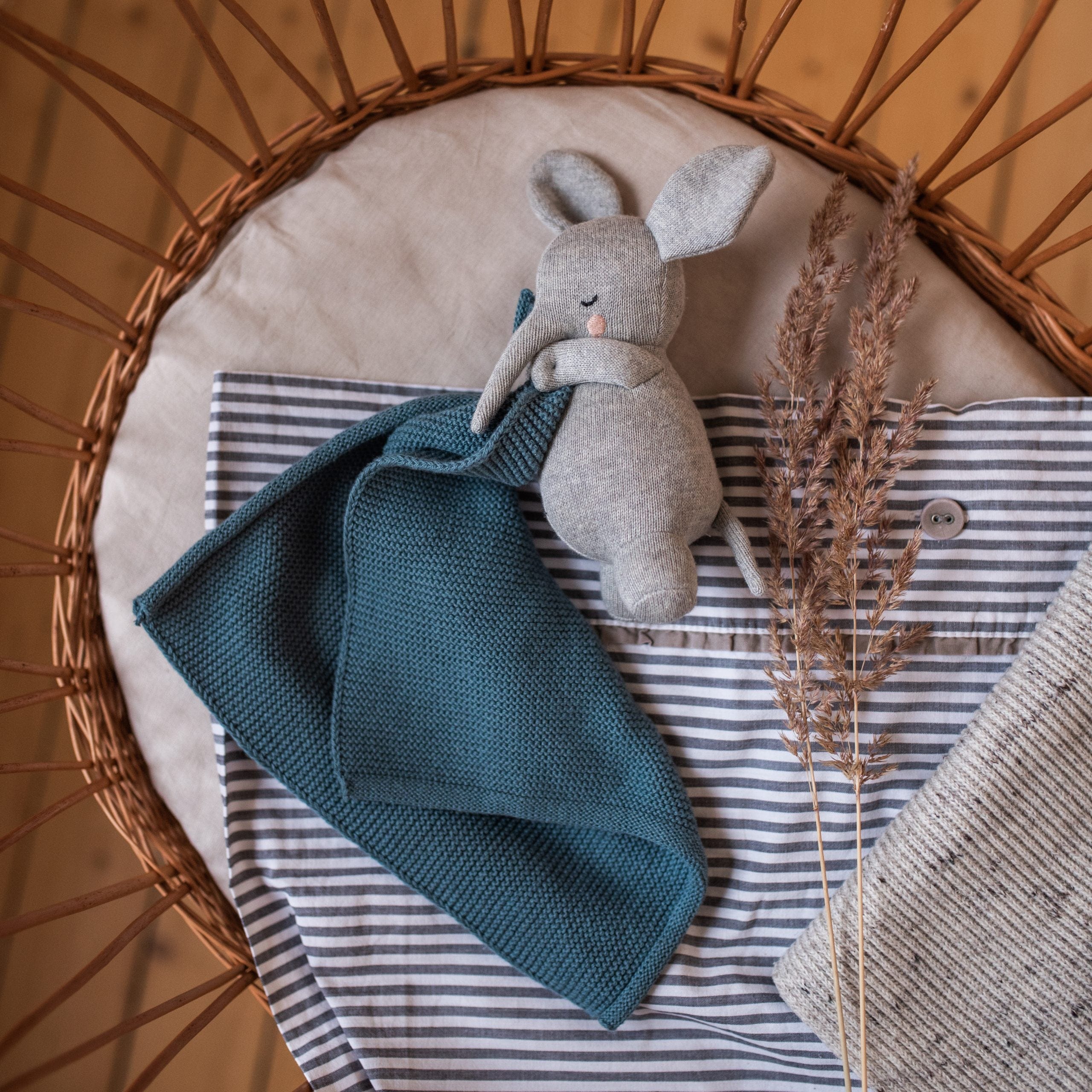 Kuscheltuch Elefant in grau - blau