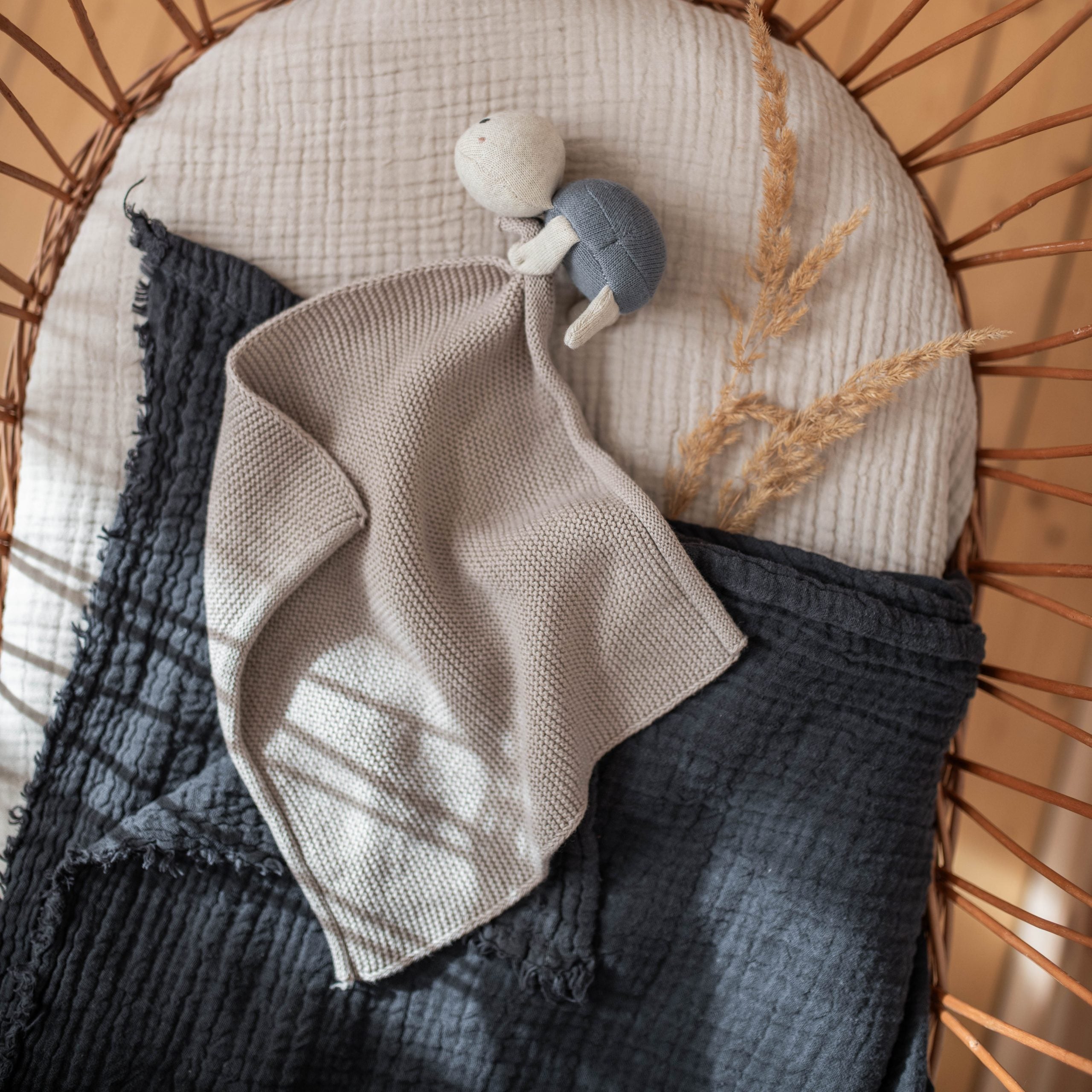 Kuscheltuch Schildkröte - creme-blau