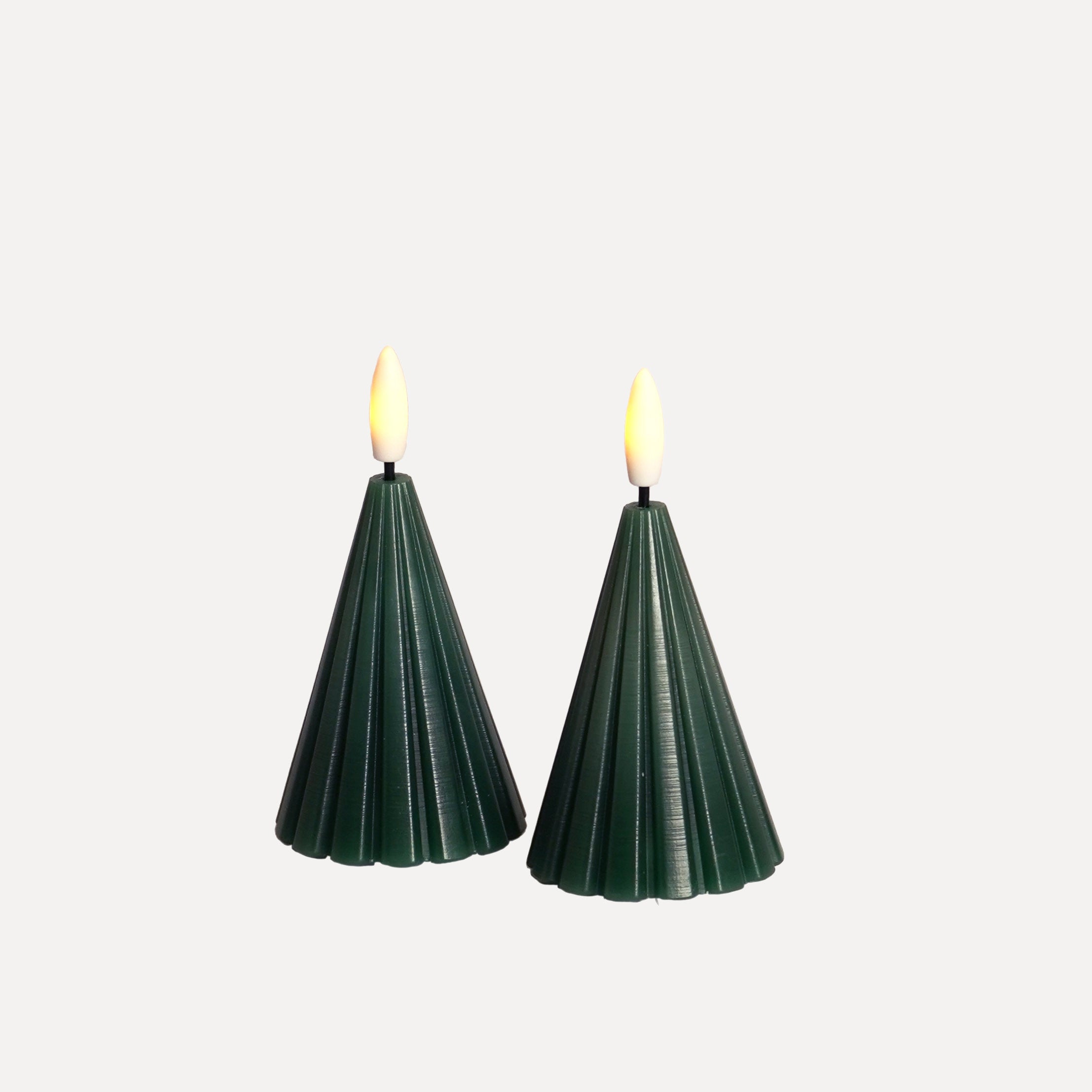 B-Ware LED-Kerze Tannenbaum Laura 2er Set - dunkelgrün