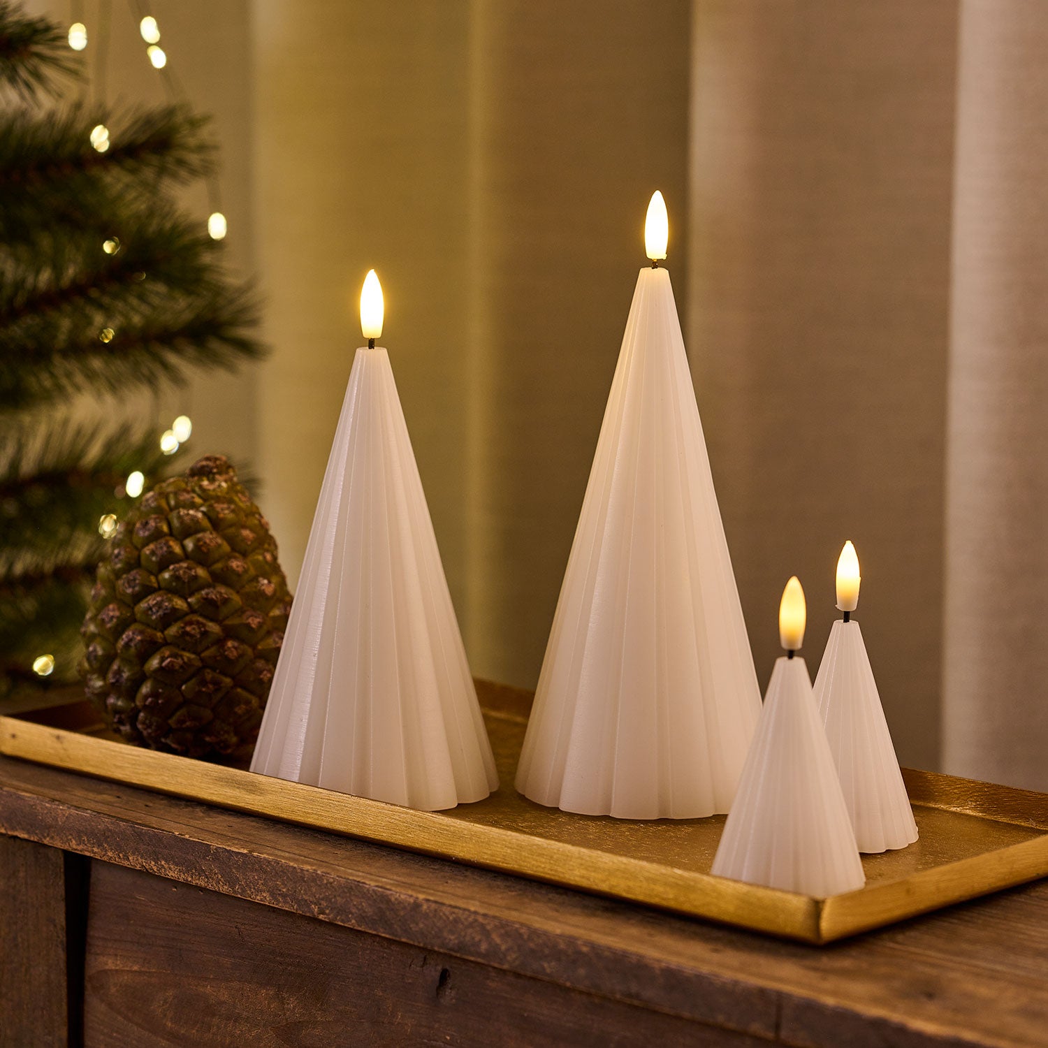 LED-Kerze Tannenbaum Laura 2er Set - weiß
