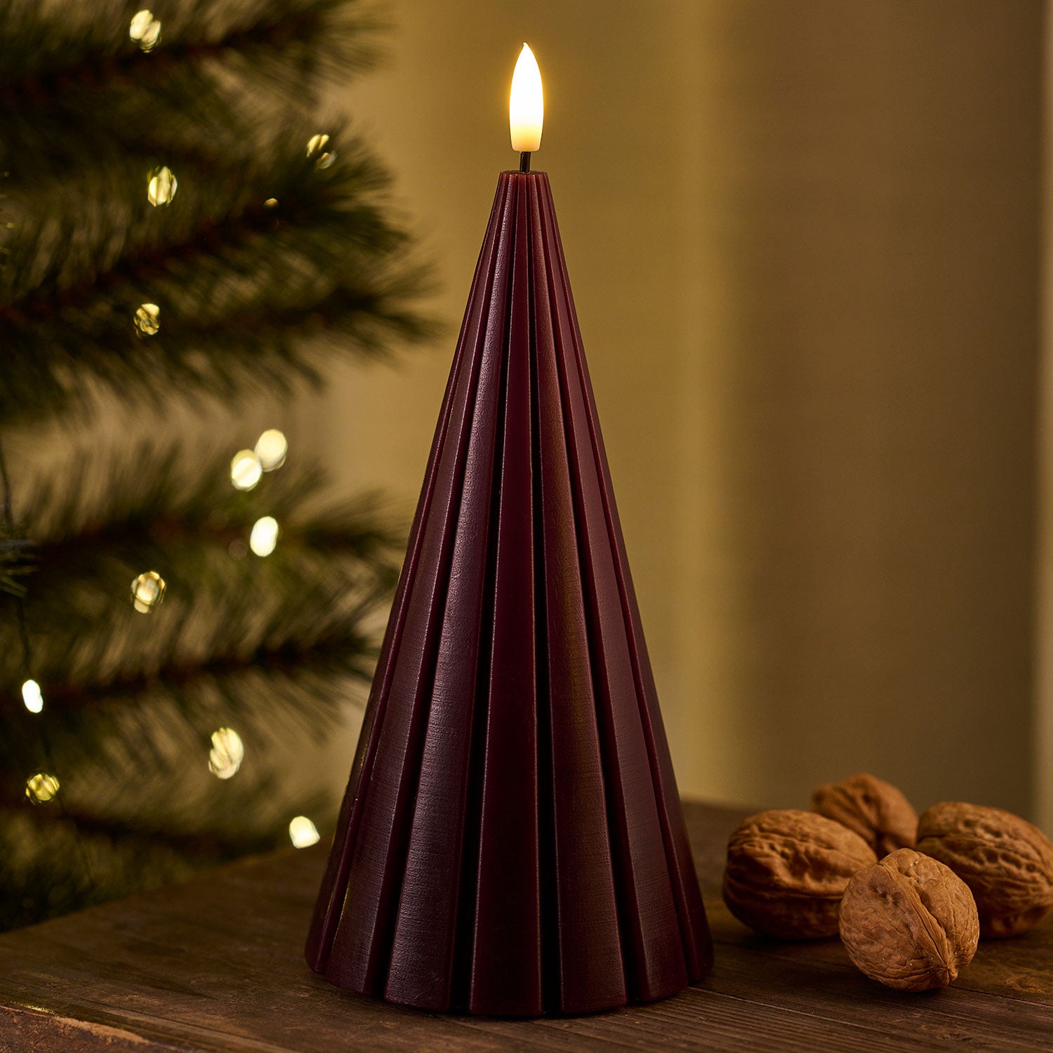 B-Ware LED-Kerze Tannenbaum Laura - dunkelrot