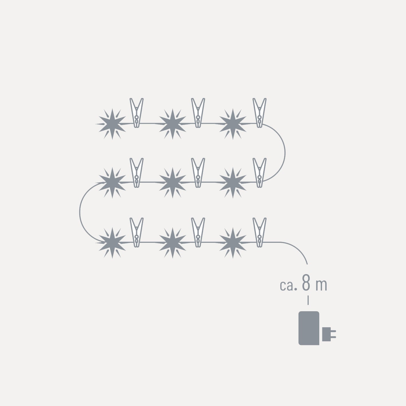 LED-Sternenkette - 9 Sterne ø 8cm - outdoorgeeignet