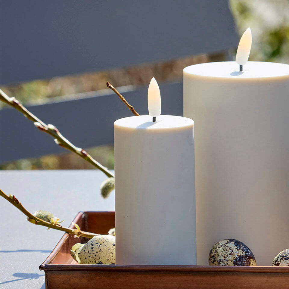 Outdoor LED Stumpenkerze - warm greige