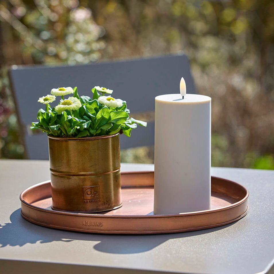 Outdoor LED Stumpenkerze - warm greige