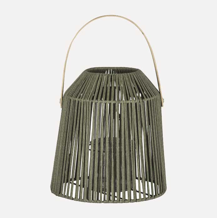Windlicht mit Baumwollkordel - olive