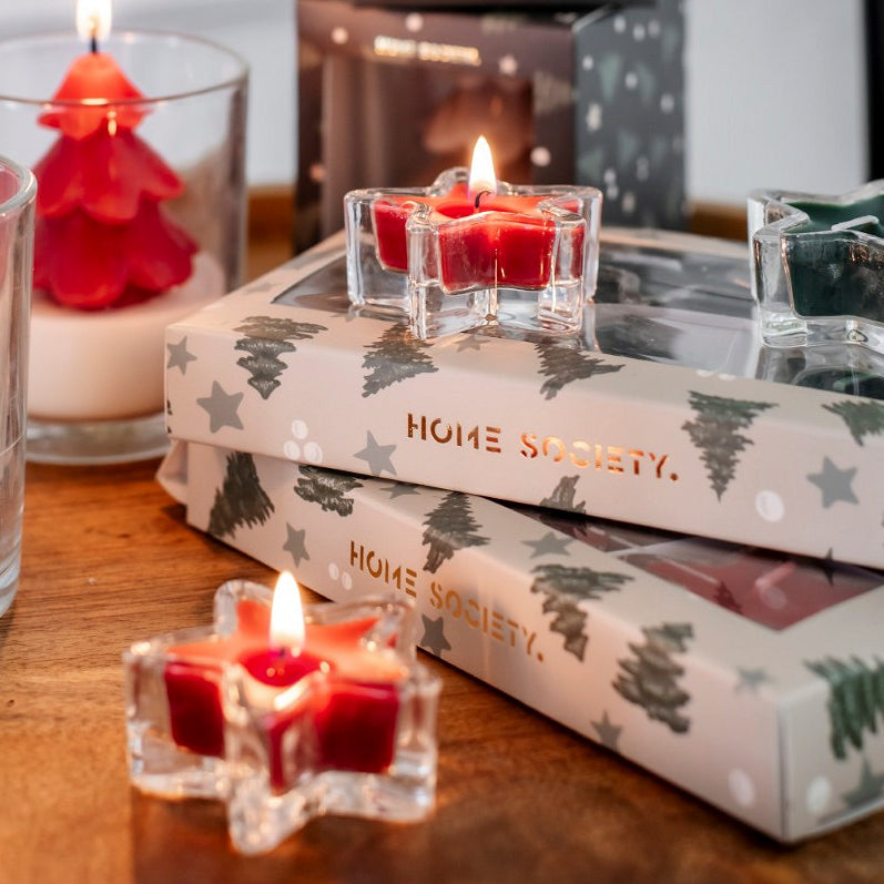 Teelichter Stern 6er Set - taupe