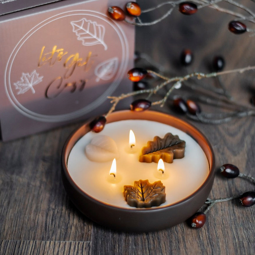 Kerzenschale Leaf - braun