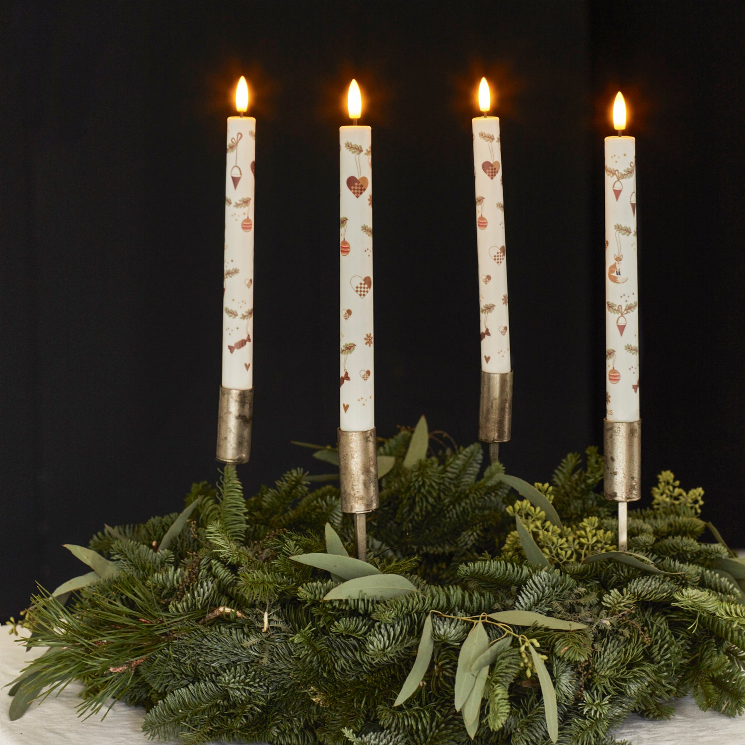 LED Stabkerzen 2er Set Mie - weiß gold