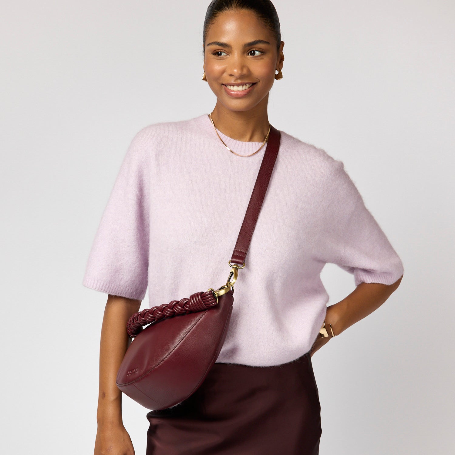 Leo Tasche - Leder Dark Cherry mit 2 Straps