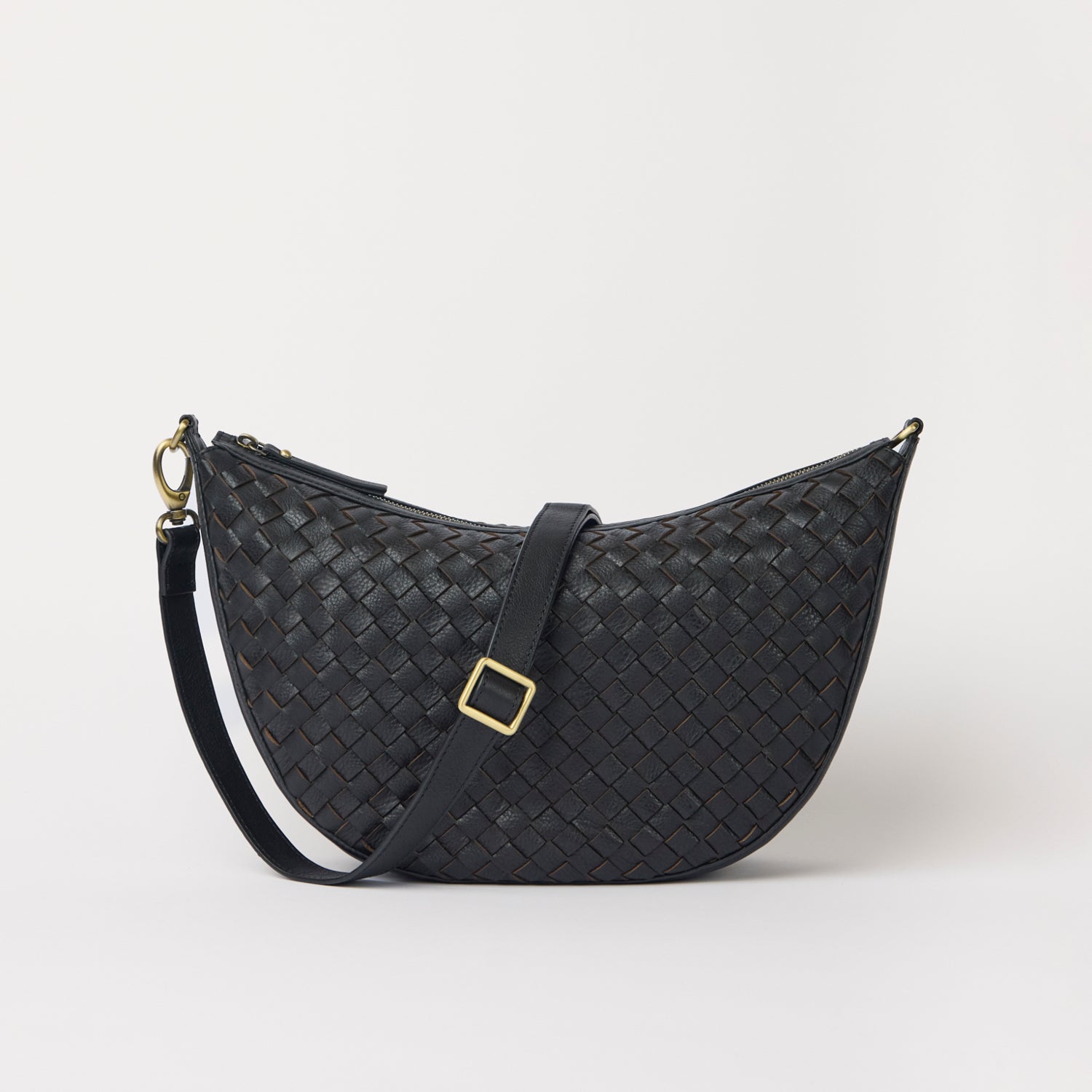 Leo Maxi Tasche - Leder Woven Schwarz