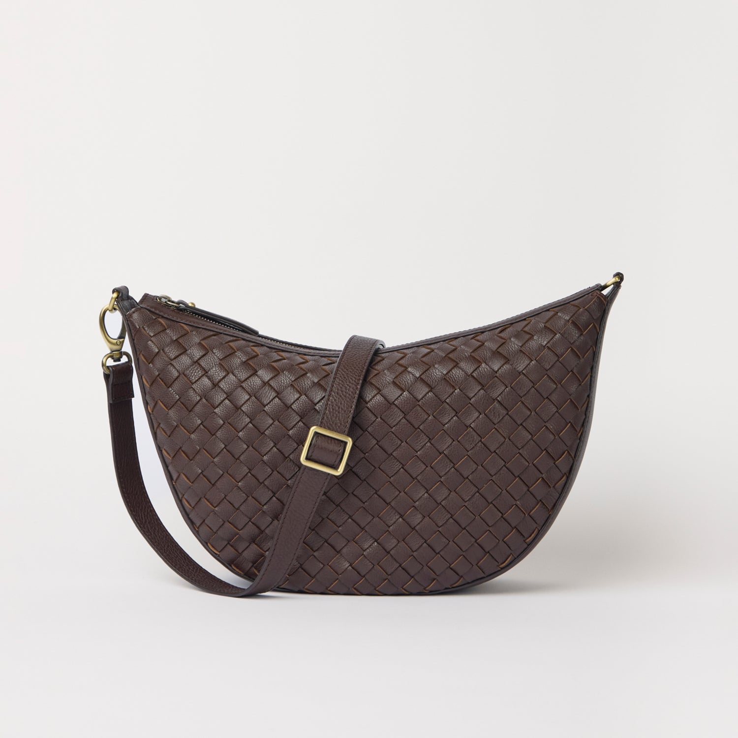 Leo Maxi Tasche - Leder Woven Chocolate