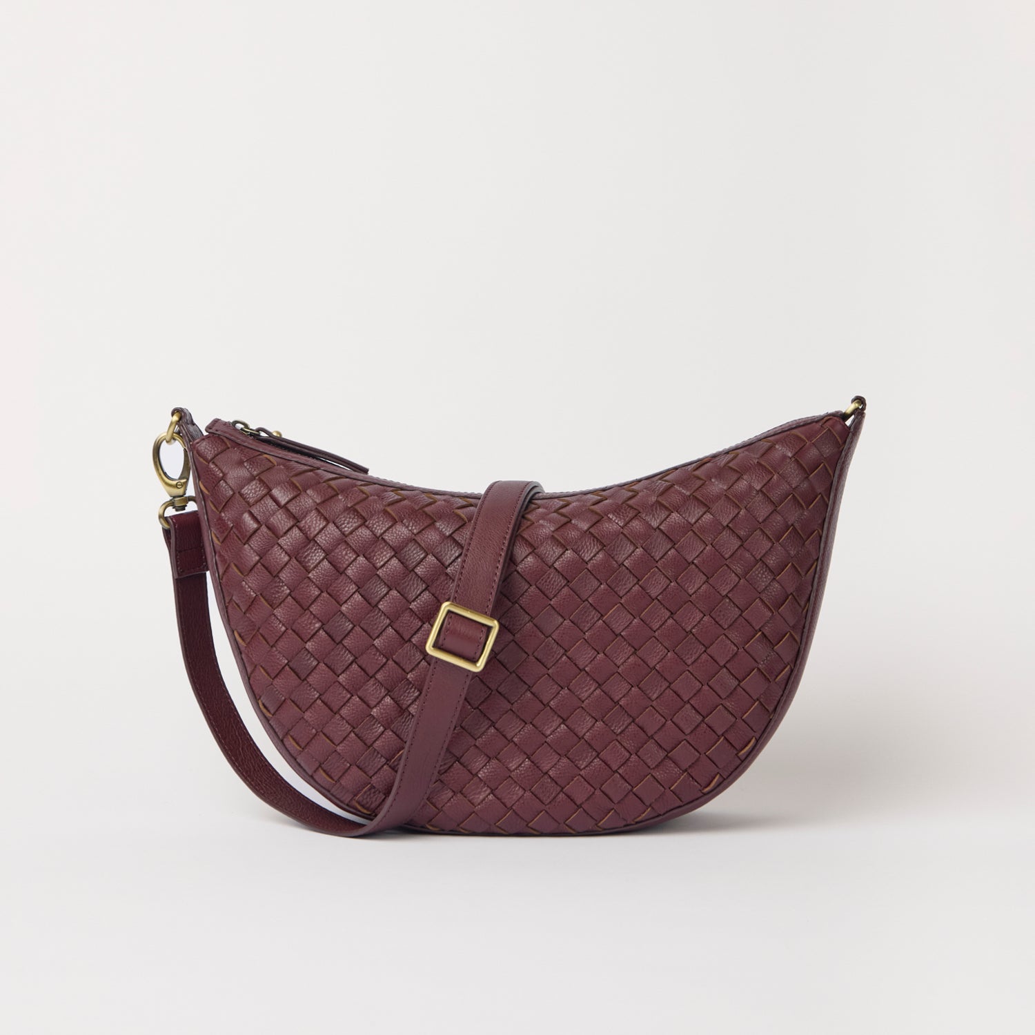 Leo Maxi Tasche - Leder Woven Dark Cherry