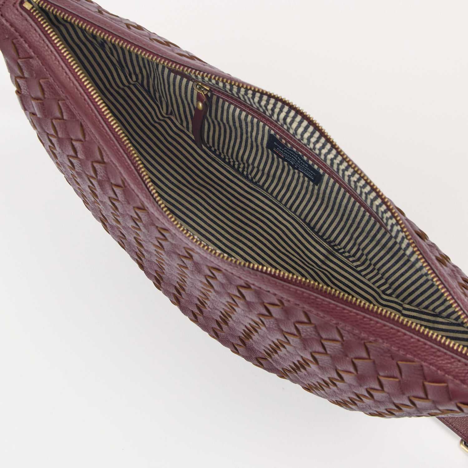 Leo Maxi Tasche - Leder Woven Dark Cherry