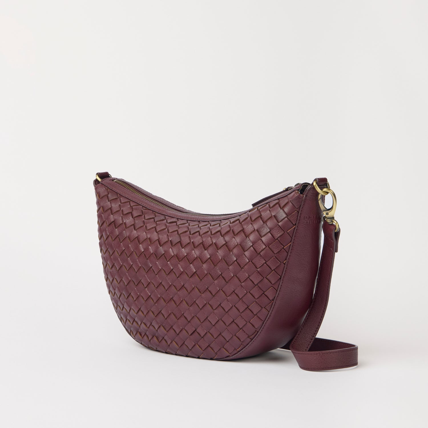 Leo Maxi Tasche - Leder Woven Dark Cherry