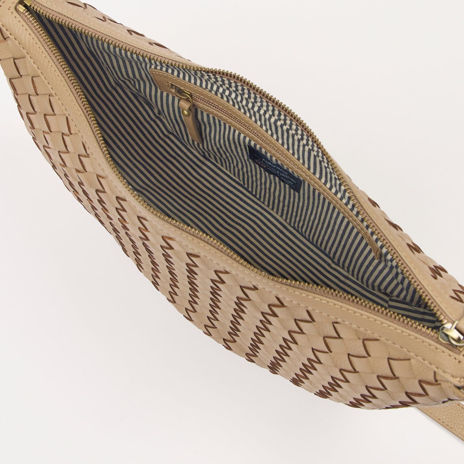Leo Maxi Tasche - Leder Woven Sand