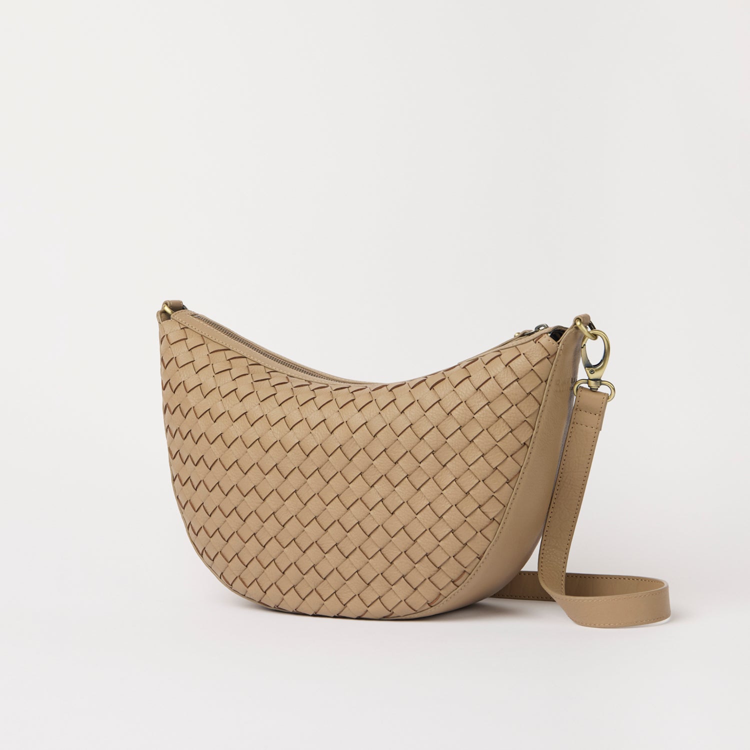 Leo Maxi Tasche - Leder Woven Sand