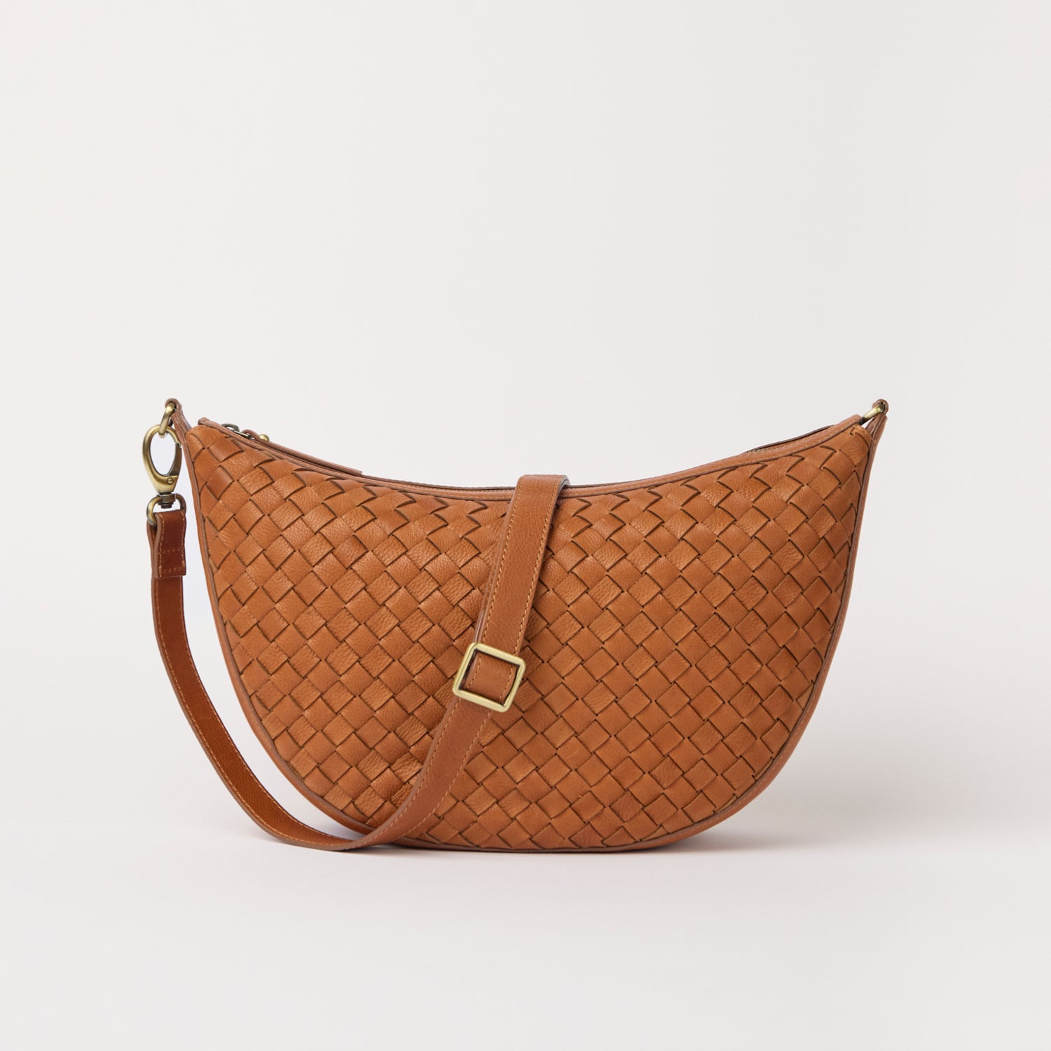 Leo Maxi Tasche - Leder Woven Cognac