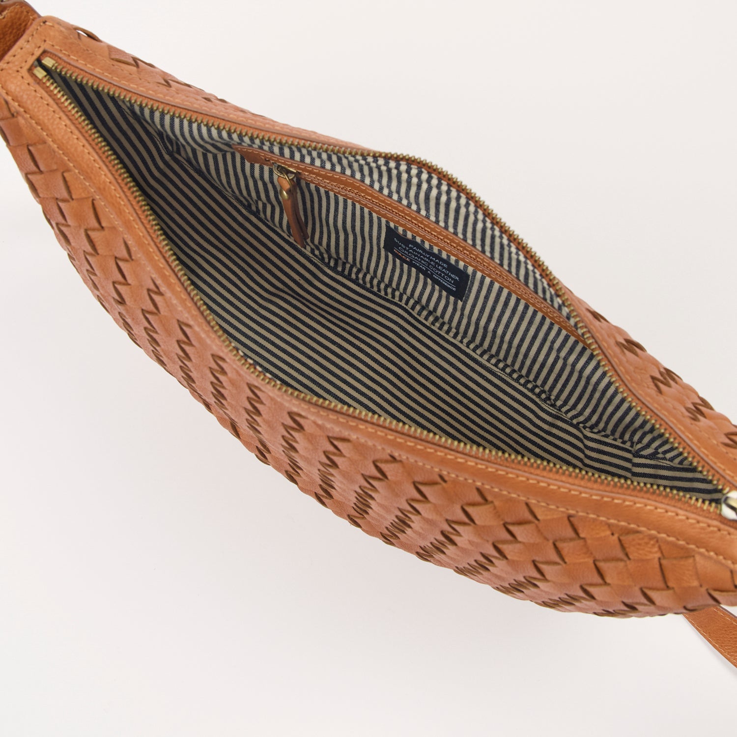 Leo Maxi Tasche - Leder Woven Cognac