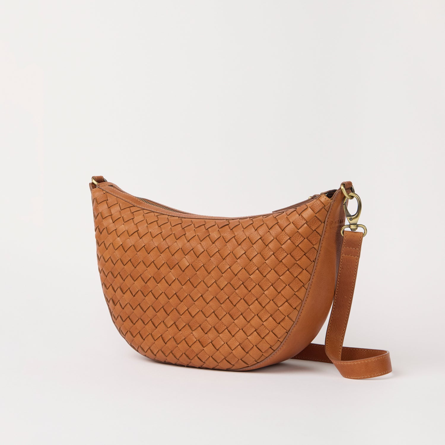 Leo Maxi Tasche - Leder Woven Cognac