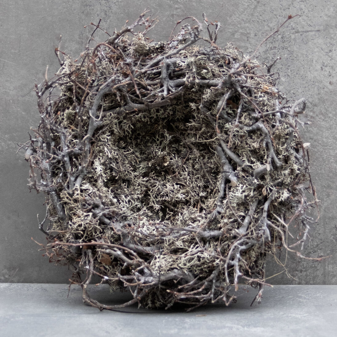 Moos Nest mit Bonsai - white wash