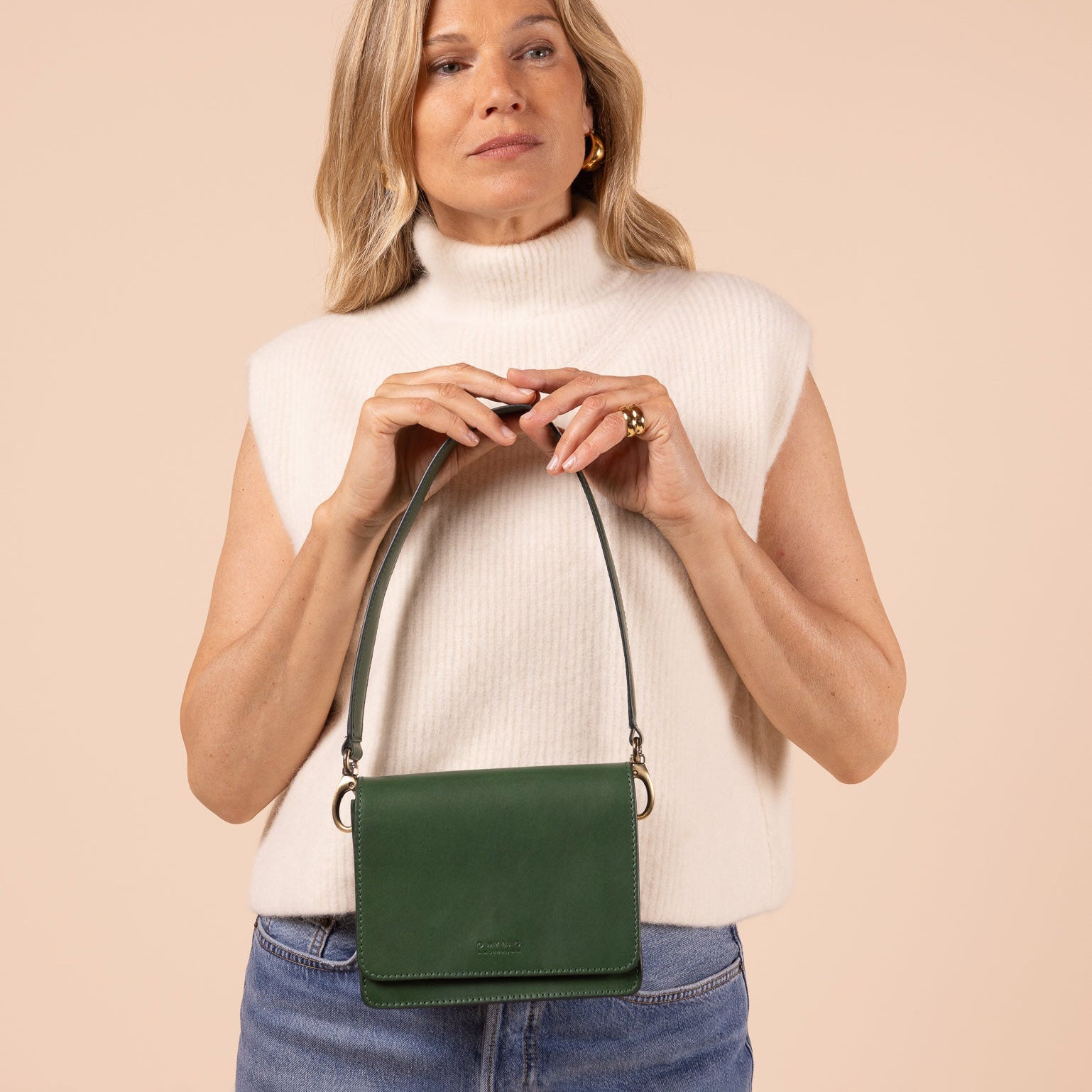 Audrey Mini Tasche - Leder Tannengrün mit 2 Straps