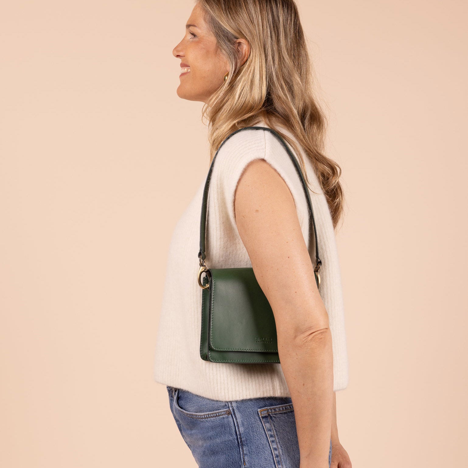 Audrey Mini Tasche - Leder Tannengrün mit 2 Straps