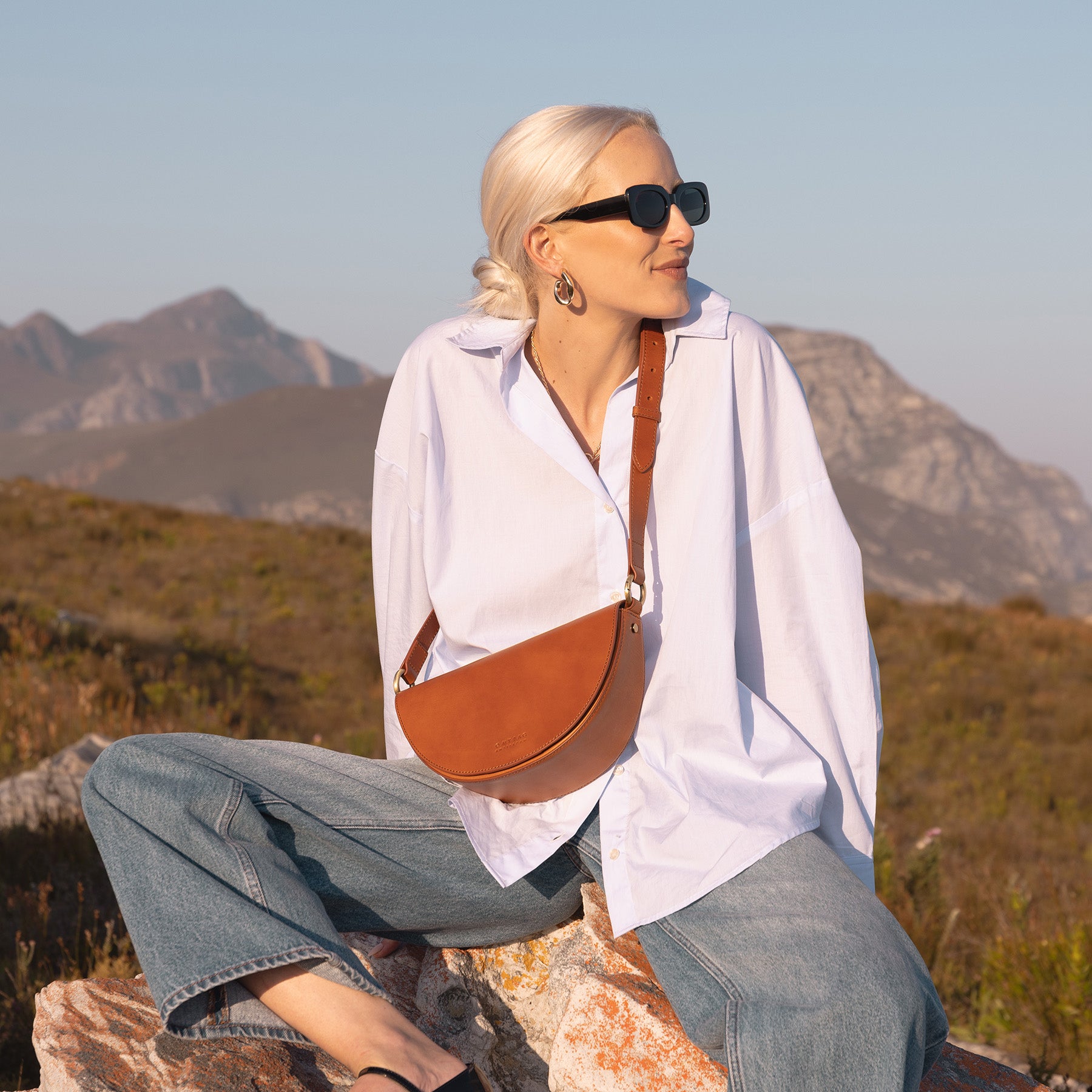 Laura Tasche - Leder Cognac mit 2 Straps