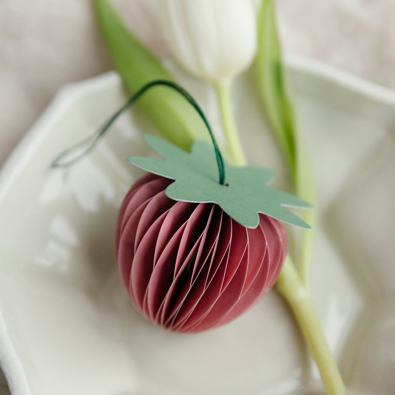 Papieranhänger Erdbeere - altrosa