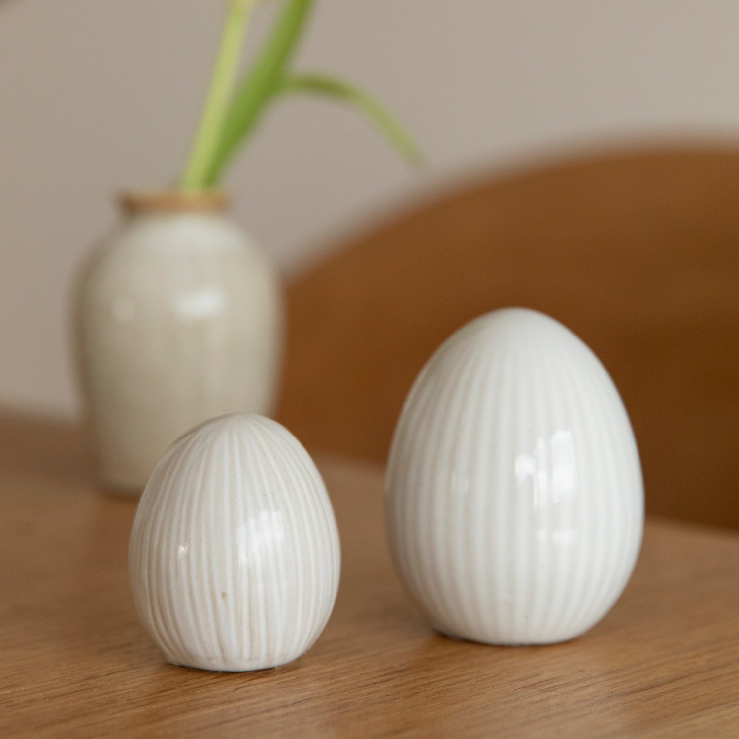 Deko Osterei Rille - cremeweiß