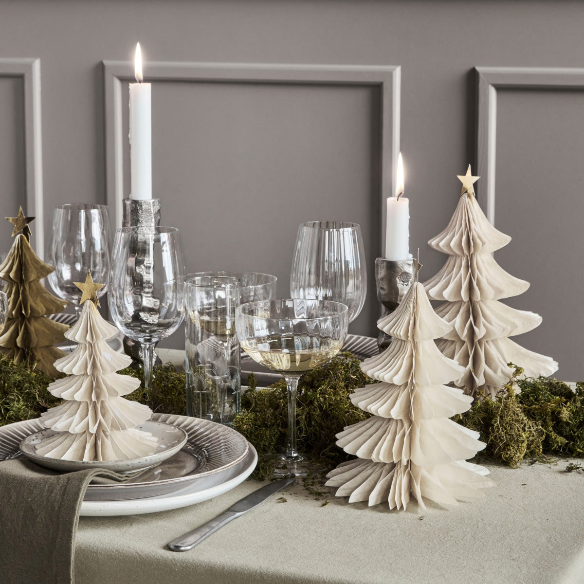 Weihnachtsbaum Papier 3er Set - ivory
