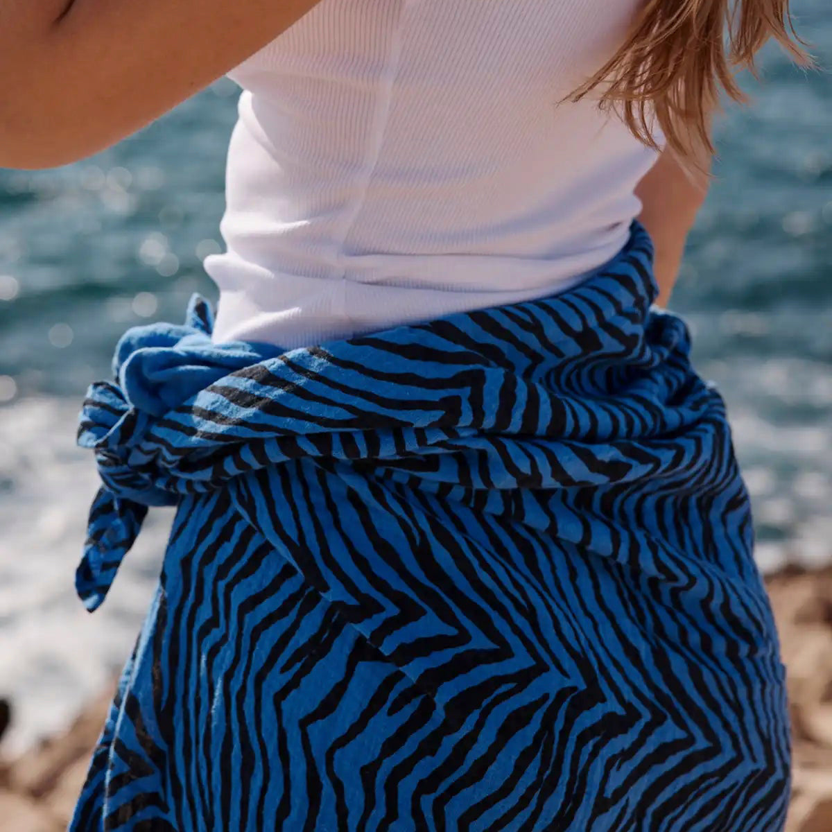 Pareo Musselin - Zebra blau