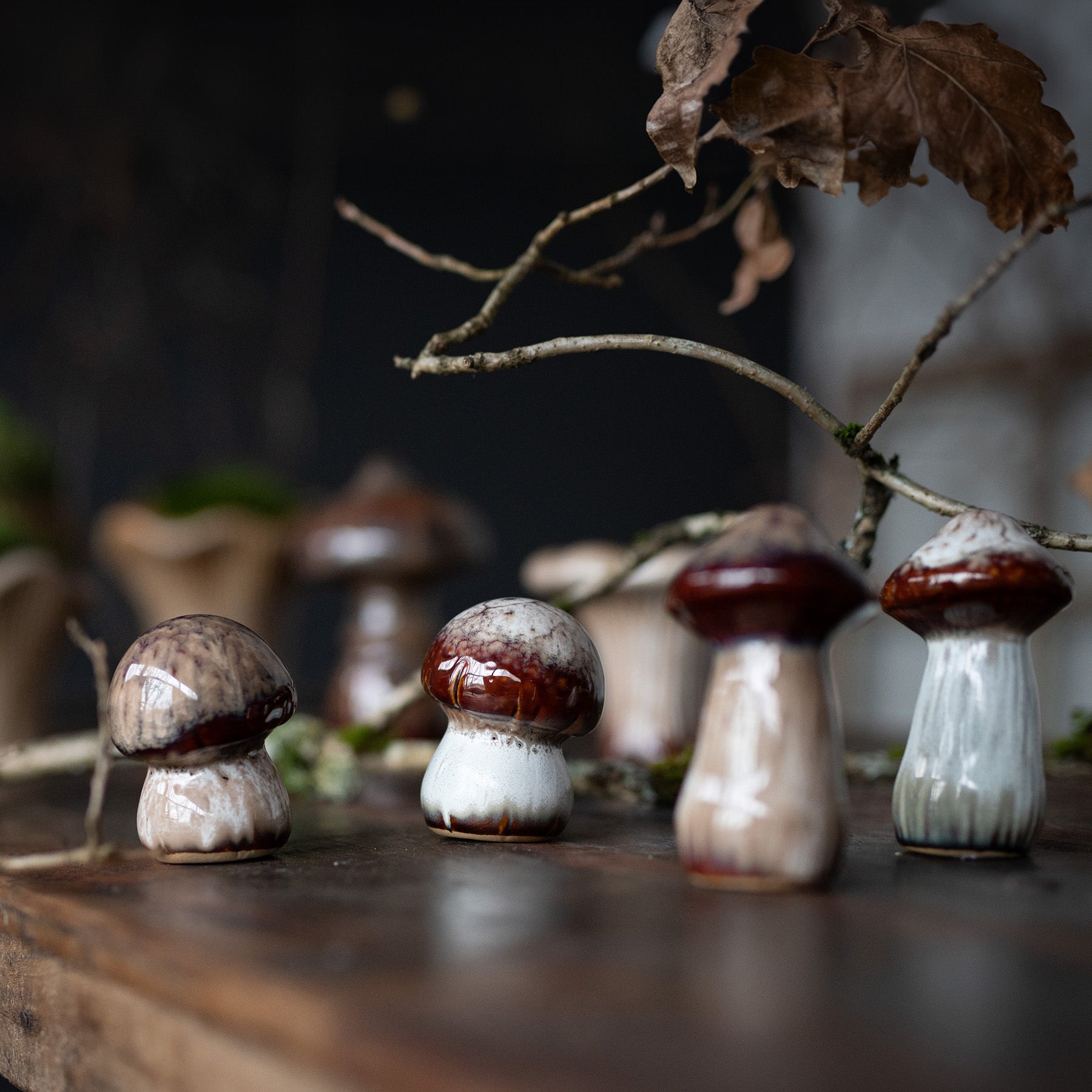 Pilz aus Keramik 2er Set - natur