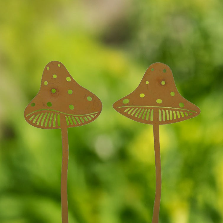 Gartenstecker Fliegenpilz 2er Set - rost