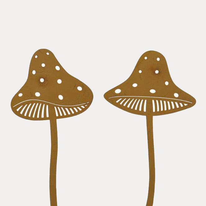 Gartenstecker Fliegenpilz 2er Set - rost