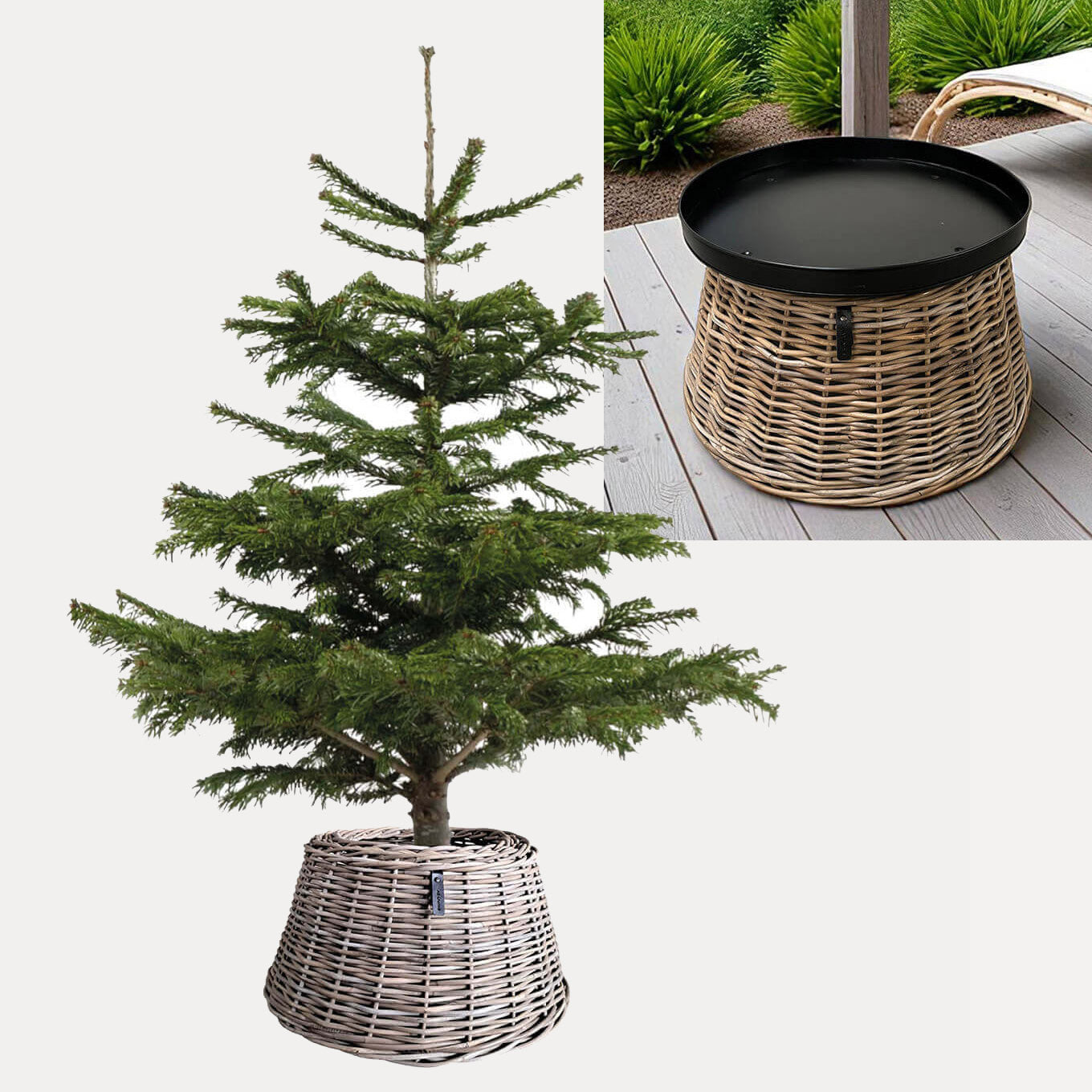 Rattan Übertopf & Weihnachtsbaum-Abdeckung - Kubu