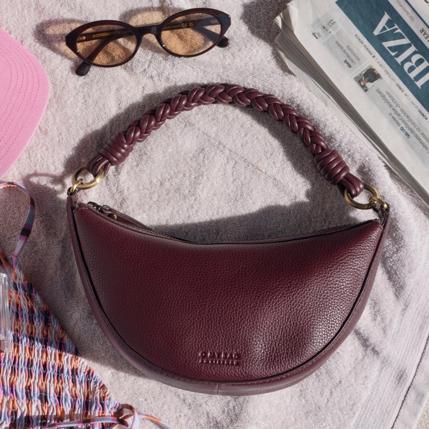 Leo Mini Tasche - Leder Dark Cherry mit 2 Straps
