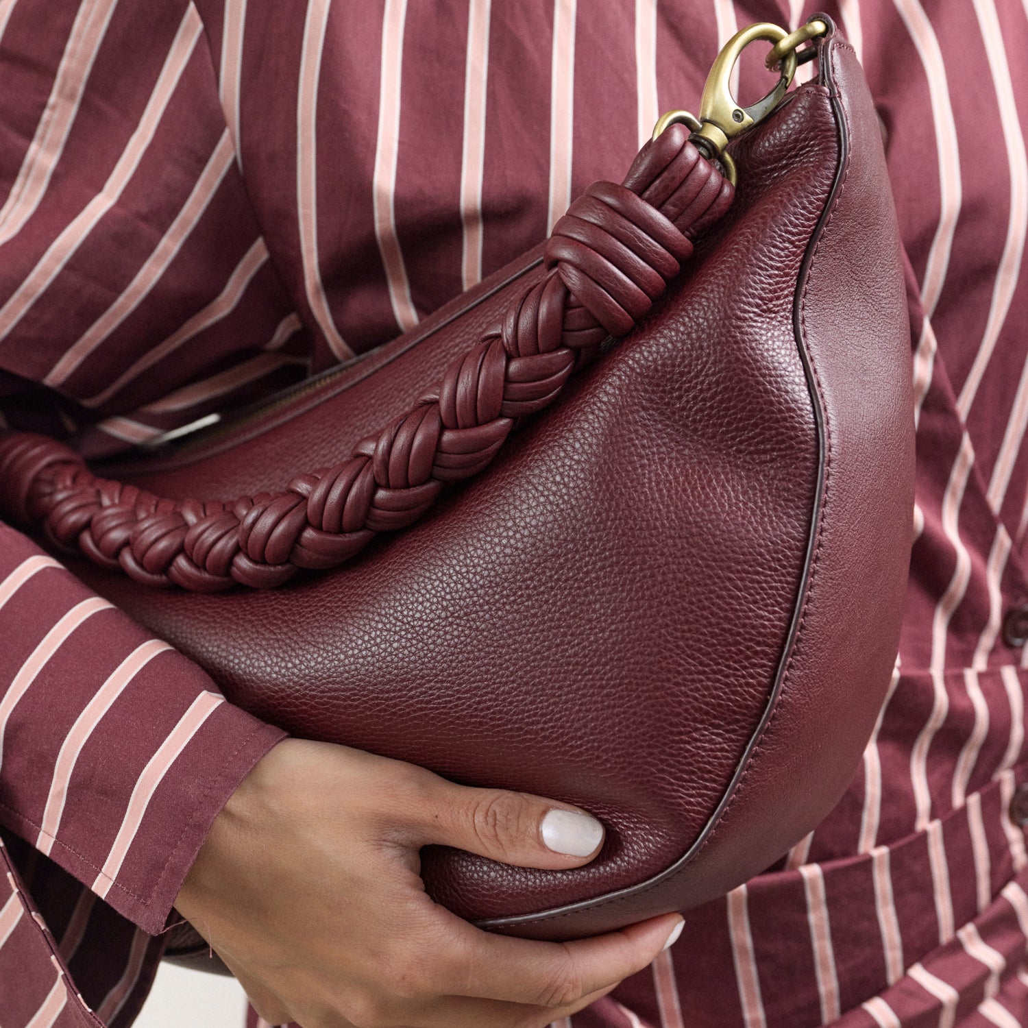 Leo Maxi Tasche - Leder Dark Cherry mit 2 Straps