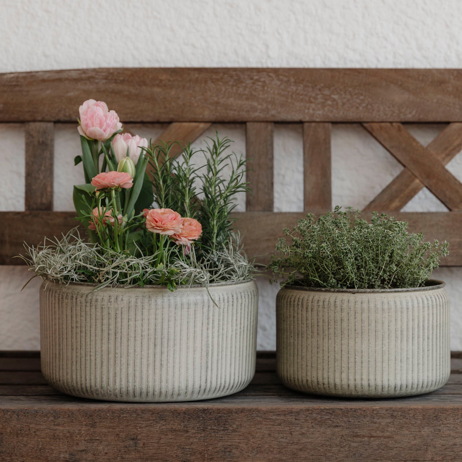 Pflanzschale Hage Stripe - grau