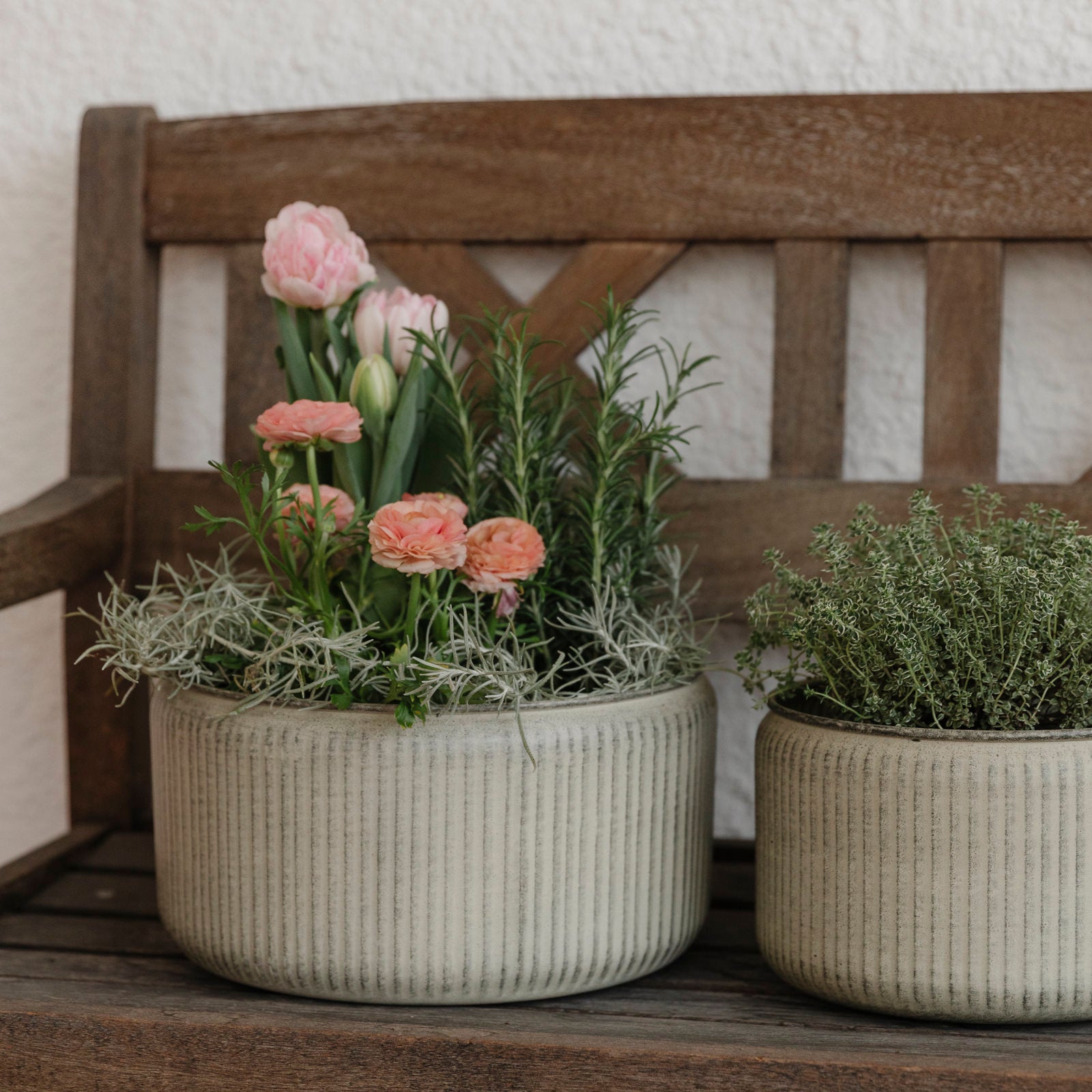 Pflanzschale Hage Stripe - grau