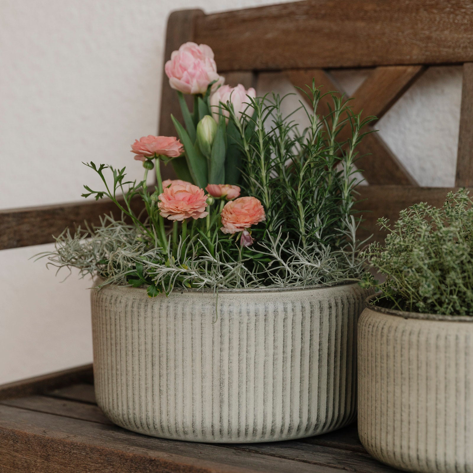 Pflanzschale Hage Stripe - grau