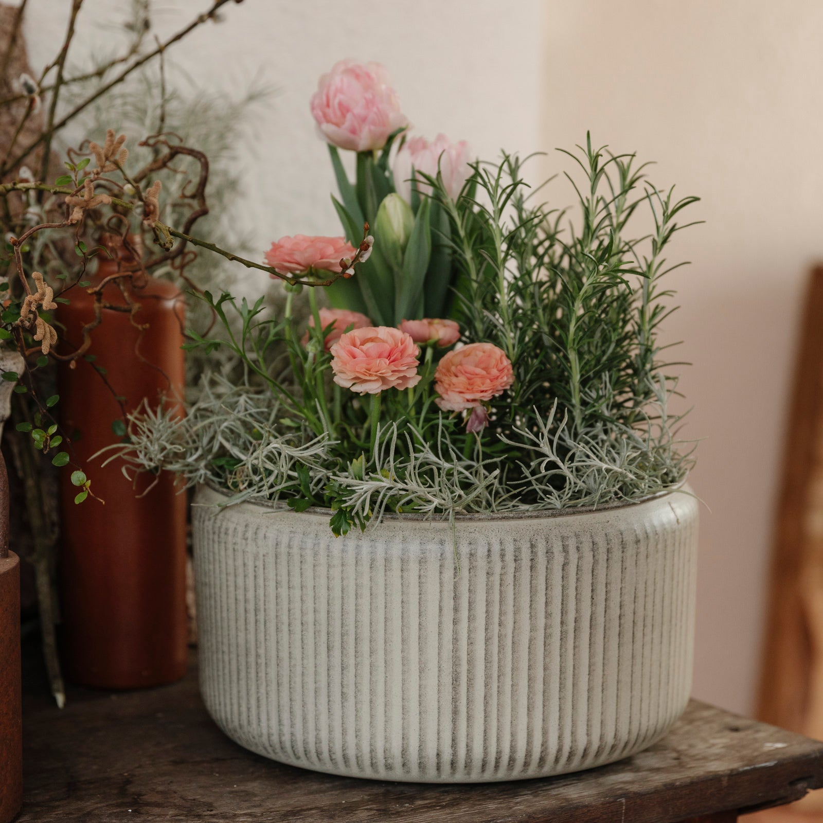 Pflanzschale Hage Stripe - grau