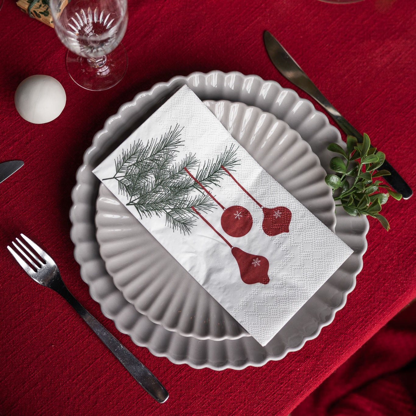 Servietten Julgranskulor