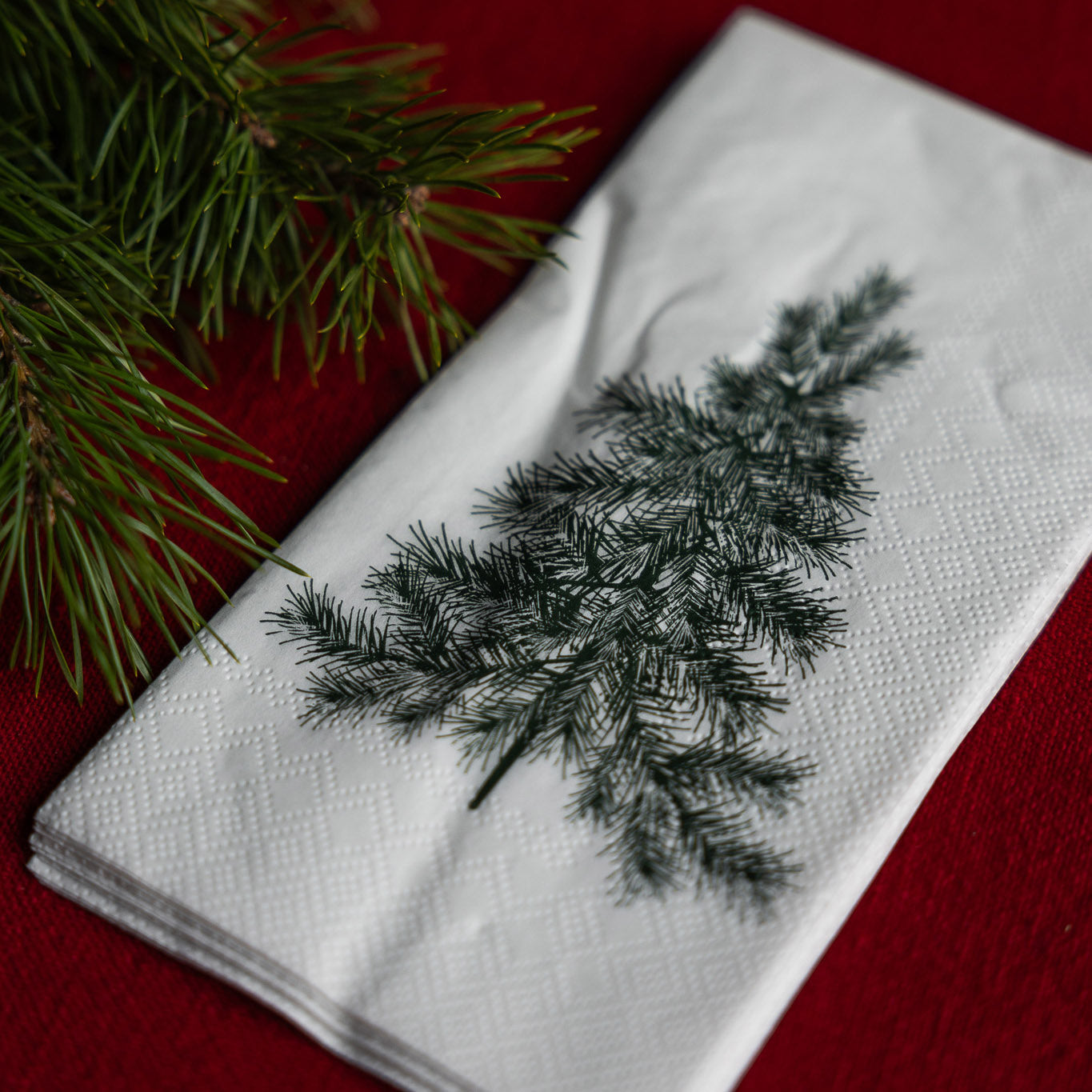 Servietten Julgran - weiß