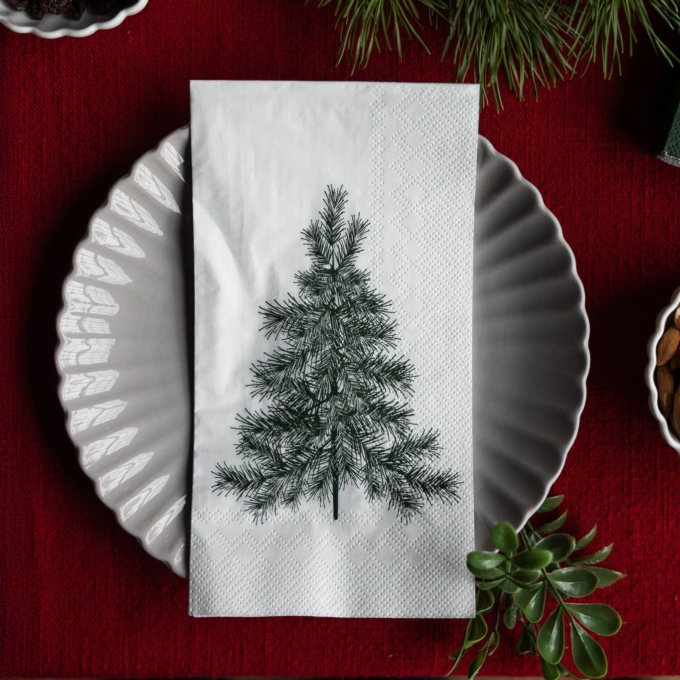 Servietten Julgran - weiß