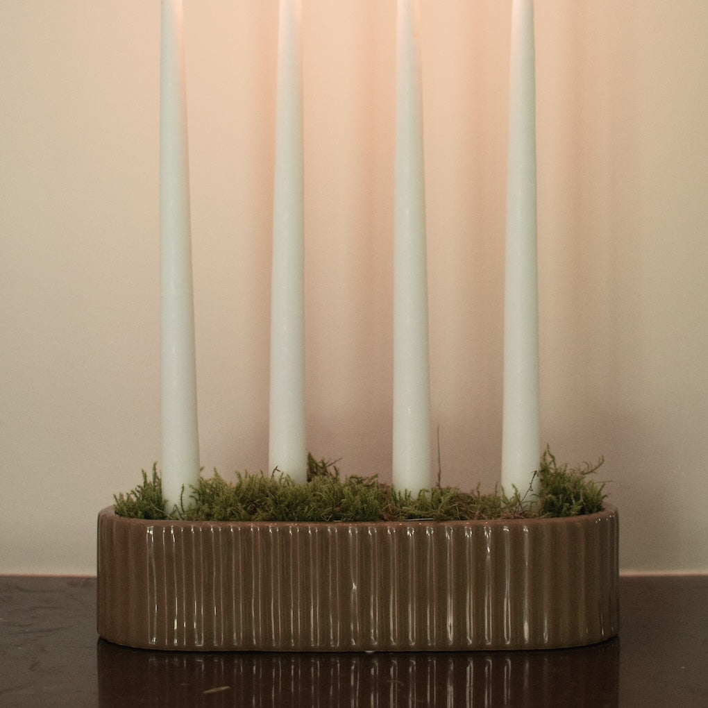 Kerzenhalter Stripe - shiny nougat