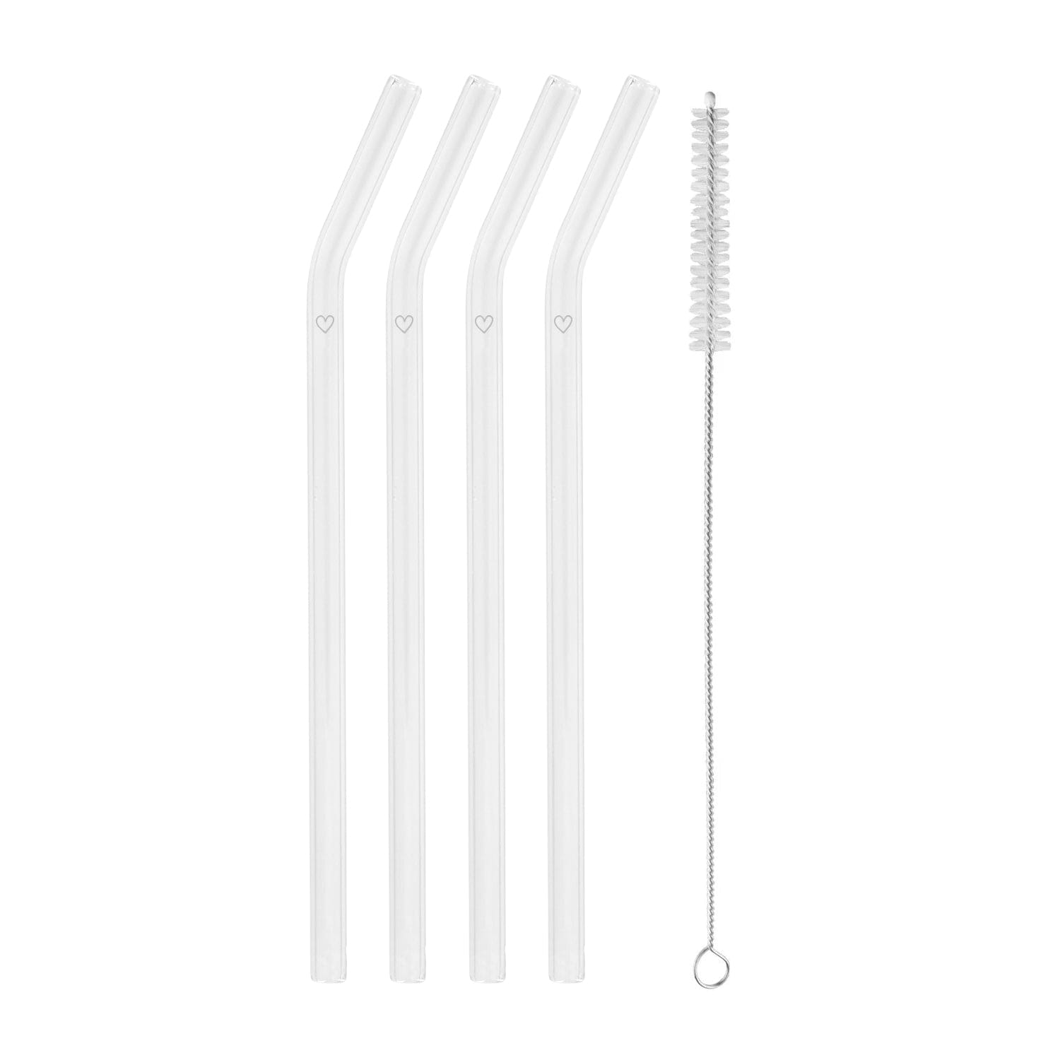 Strohhalme gebogen 4er Set - Herzgravur