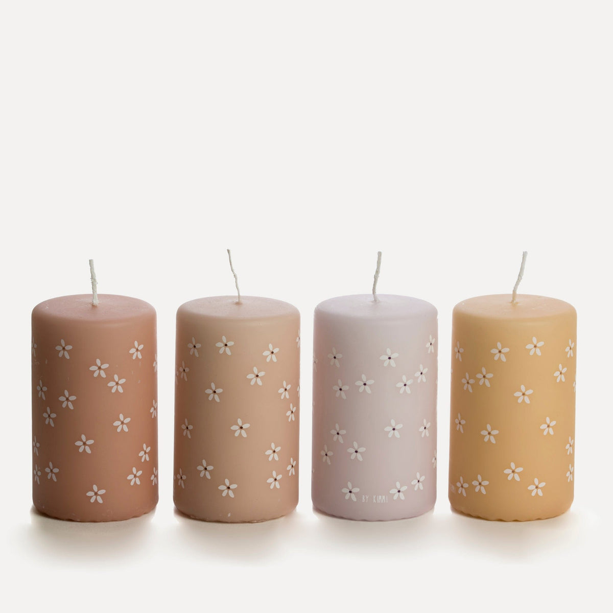 Stumpenkerzen Blumen 4er Set